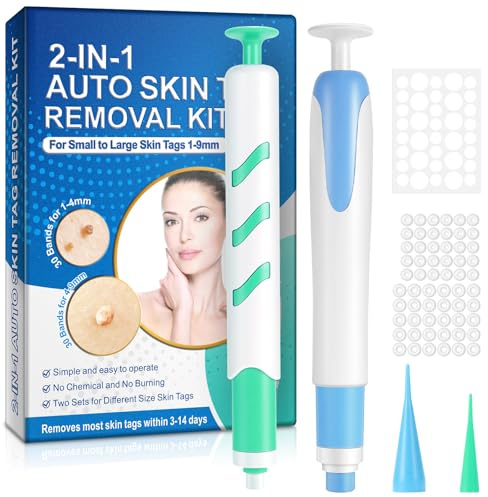 Rimozione automatica del segno della pelle, 2 in 1, kit di rimozione automatica per piccole e grandi macchie di pelle viso e corpo (1-9 mm)