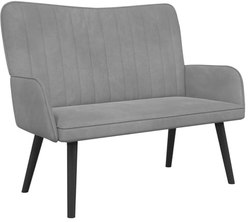 Mhdvray Zweisitzer Sofa Hellgrau 115 x 61 x 87 cm Samtbezug Metallgestell Modernes kleines Sofa für Wohnzimmer Schlafzimmer Büro und Flur