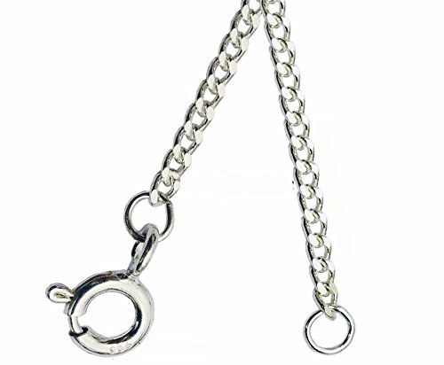 ANTOMUS® Solid Sterling Silver Diamond Cut Curb 50(1.75mm Gauge) 2 Inch Extender Chain.