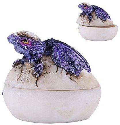 Pacific Giftware Purple Baby Dragon Hatching From Egg Jewelry Trinket Box Mythical Fantasy New