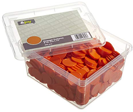 &Joy Jetons Plastiques Vierges Orange - 500 pièces - 29 mm