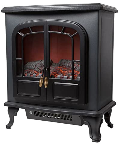 Warmlite WL46019 Wingham Log Effect Stove Fire with Realistic LED Flame Effect, Adjustable Thermostat, 2000W, Black