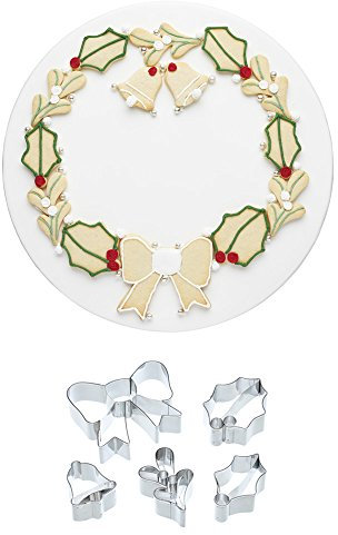 KitchenCraft SDICUTWREATH5PC - Cortador de galletas (5 piezas), color metálico
