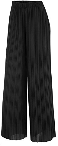 Lock and Love Women's Ankle/Maxi Pleated Wide Leg Palazzo Pants with Drawstring/Elastic Band