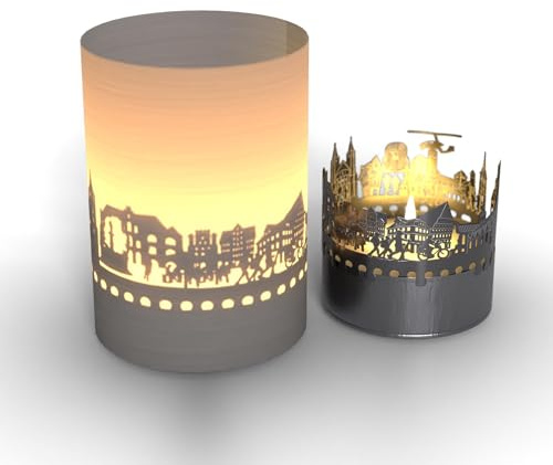 Hildesheim Skyline Tube Teelicht Schattenspiel – Faszinierende Projektionen der Stadt, Geschenk für Hildesheim-Fans, Hervorragendes Souvenir