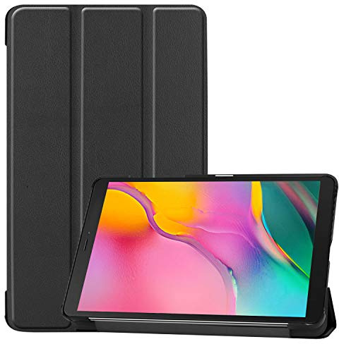 ProCase Hülle Klapphülle für Galaxy Tab A 8.0 Zoll 2019 SM-T290 (Wi-Fi) SM-T295 (LTE) T297, Dreifach Falt Ultra Dünn Leicht Hart Leder Schutzhülle Smart Case Cover Ständer –Schwarz