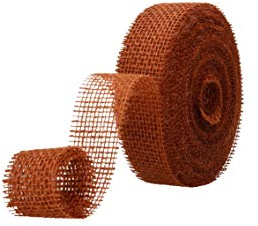 AmaCasa Eco Jutestreifen 4cm breit, 25m Rolle | gestärkter Jutestreifen mit kompostierbarem Etikett | Jute zum Basteln und Verarbeiten (Hellbraun, 4cm/25m)