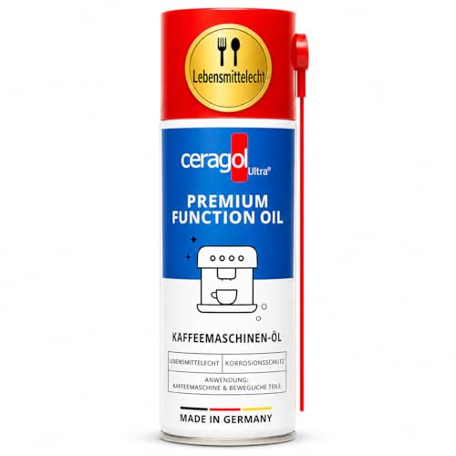 ceragol Premium Function Oil - Huile lubrifiante de qualité alimentaire - 200 ml - Graisse lubrifiante pour machines à café et machines à café - Agit comme un spray de silicone - Lubrifiant spécial
