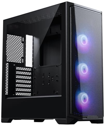 Phanteks Eclipse G370A Boîtier Mid-tour de jeu, réseau à flux d'air élevé, 3 ventilateurs M25 D-RGB, Noir