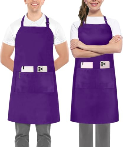 Utopia Kitchen 2 Pack Bib Apron, Adjustable with 2 Pockets, Water and Oil Resistant, Cooking Kitchen Chef Apron for Women Men