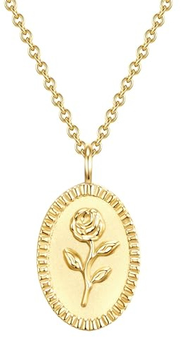 GLANZSTÜCKE MÜNCHEN Damen Kette 925/- Sterling Silber gelbgold | gelbvergoldet 18 Karat, Ankerkette, Blume, Federring
