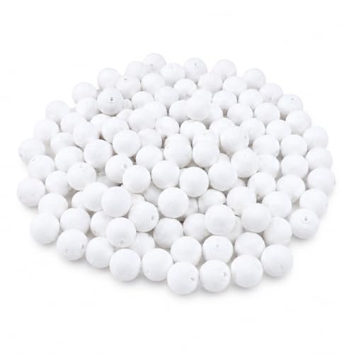 SPUNNYS Lot de 100 boules blanches en papier Ø 10 mm, boules légères à peindre et décorer pour fleurs en papier, baies artificielles, ornements, décorations de Noël et loisirs créatifs