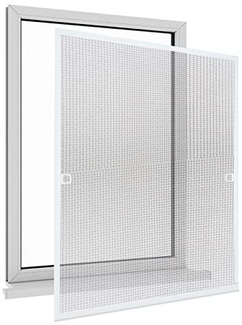 Fiqops Insektenschutz Fliegengitter Fenster 120x140cm Fliegengitter mit Alu-Rahmen Fliegenschutz Insektenschutzrahmen Spannrahmen mückengitter gitter ohne Bohren