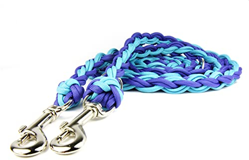 Paracord Hundeleine 3-Fach verstellbar Indigo/Aqua in deinem Wunschdesign (2,5 Meter, Muster 4 (Corner))