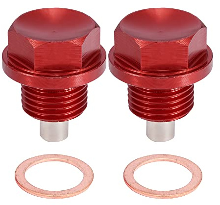 A ABSOPRO 2 Stück Ölablaßschraube M16x1,5 Magnetische Ölablassschraube Aluminiumlegierung Ölwannenschraube mit Dichtringe Rot