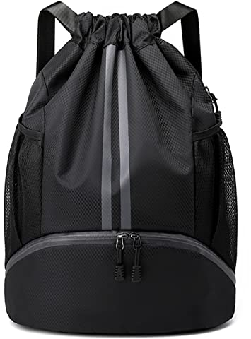 BROTOU Turnbeutel Fußballtasche Rucksack mit Kordelzug Verstellbar Tunnelzug Gymsack Wasserfest Sporttasche für Herren Damen Kinder Jugend