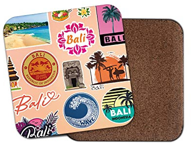 Quadratischer Einzel-Untersetzer – Bali Surf Sonne Sehenswürdigkeiten Karte Flughafen Briefmarken Flagge Reise Urlaub Stadt Küche Tasse Getränke Haus #78871