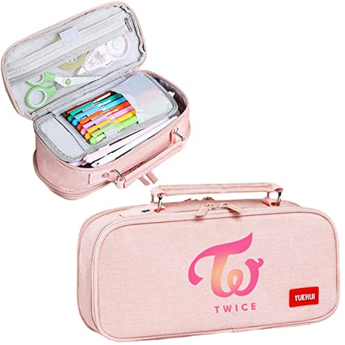 ZHENGGE Kpop Twice Merchandise - Estuche para lápices, gran capacidad, bolsa de almacenamiento para regalos, rosa, 24x11x6 cm, estuche para lápices