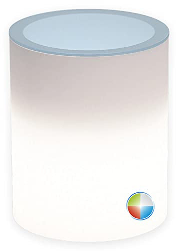 Tavolino basso luminoso tondo Ø 40 cm H 50 in resina con vetro temperato 8 mm Led Multicolor Batteria Solare mod. Relax Led
