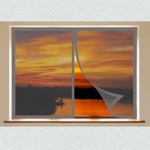 Insektenschutztür Fliegenschutz 75 x 100 cm Fenster Mückengitter Einfache Installation Auto Schließen Fenster-Fliegengitter Für Alle Fenster Bis, Grau