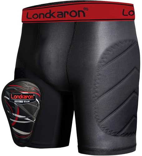 Londkaron Youth Boys Padded Sliding Shorts with Soft Protective Cup for Baseball & Football (Black, Small)