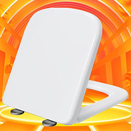 Toilettendeckel mit Absenkautomatik Weiß Abnehmbar Quick Release Antibakterielle Klobrille aus Duroplast Wc Sitze mit Verstellbaren Scharnieren,white-36 * 44cm