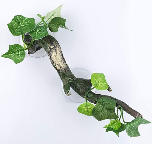 zmgmsmh Reptilienzweig aus Kunstharz für Terrarien, Aquarien, Deko-Zweige für Kamin-Gecko-Tank, Baumkäfig, Dekoration für Baum, Frosch, Gecko, Eidechse, Schlange, Anolen, Klettern (1 Stück)