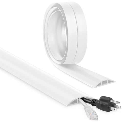 Kabelkanal Selbstklebend flexibel Kabelschutz - 3M x 30mm x 10mm Bodenflach, flexibel für Haus, Büro, Schule, Lager (3M, Weiß)