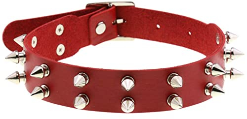 WEITING Schwarzes PU-Leder-Gothic-Accessoire für Damen, Punk-Halsband-Schmuck-Rot
