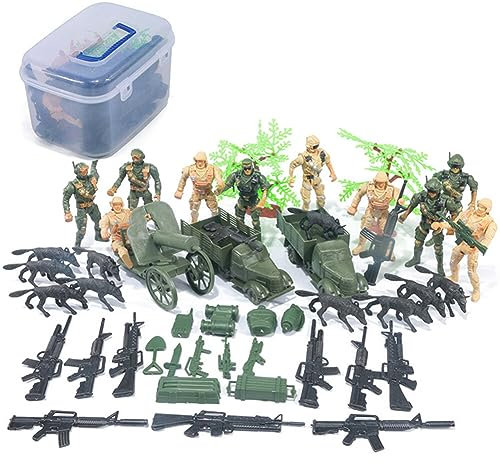47 Stück Spielfiguren Set von Armee Soldaten Figuren, Plastik Soldaten Figuren Armee Figuren Militärischen Soldatenfiguren Panzern LKW Spielfiguren Militärspielset für Kinder Jungen 3+