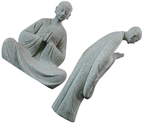 NOLITOY 2stücke Miniatur Statue Stein Monk Figur Für Garten Teetisch Und Desktop Dekoration Buddha Skulptur Für Aquarien Und Landschaftsdesign