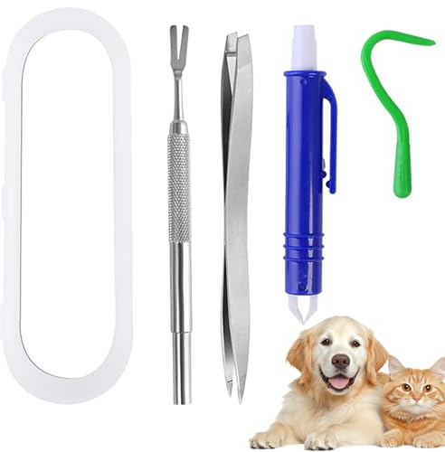 WUBAYI 4 Pcs Tick Remover Tool Set, Tick Remover Tool for Dogs, Cats, Horses and Other Pets, Multifunctional Dog Tick Remover Tool