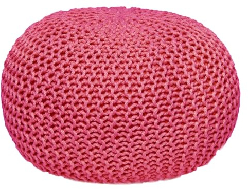Amago home Pouf Outdoor ø 55 o. 45cm Bodenkissen Sitzpouf Hocker wetterfest pflegeleicht & nachhaltig Größe ø 55 cm, Farbe pink - Rosebloom