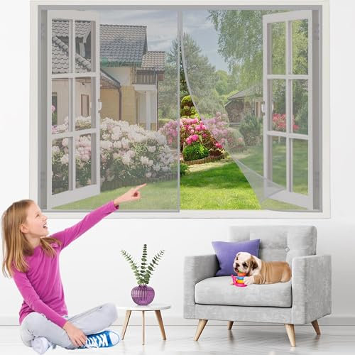 Fly Screens for Doors Balcony Insect Privacy Door Screen 70x190cm Grey Fly Door Screen for Cellar Kitchen Living Room French Door,Keeps Mosquitoes Insects Out