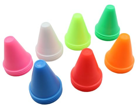 Ieron 28 Stück Rollpoller, Rollkegel, Hindernisparcours-Roller, Skating-Kegel, Kunststoff-Markierungs-Trainings-Verkehrskegel, kleine Skating-Kegel für Skaten, Fußball (bunt)