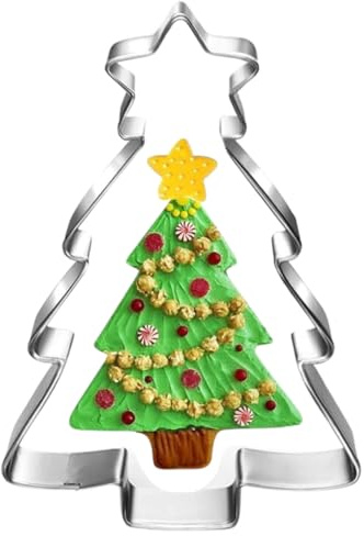 Auktosmn Christmas Tree Cookie Cutter with Star-4.7 Inch-Diswasher Safe-Holiday Cookie Cutters Fondant Biscui Cutters