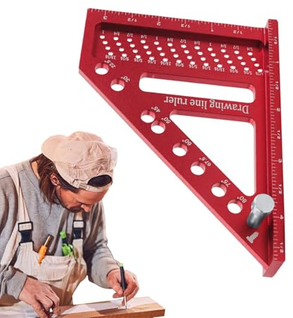 Shurzzesj Mehrwinkelwinkel | 22,5–90 Grad Winkelmesser aus Aluminiumlegierung | Hochpräziser Multi-Winkelwinkel mit Winkelpositionsstift für Ingenieur Schreiner
