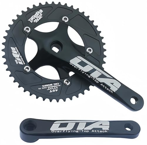 Single Speed Bike Kurbelgarnitur 170Mm 48T BCD Einzel Kurbelarme Für Fahrrad Vierkant Kurbelgarnitur Black,170MM/48T