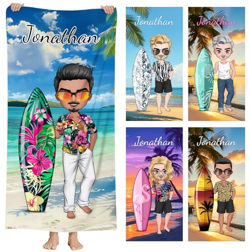NIBESSER Personalisiertes Strandtuch für die Beste Freunde Individuelles Reisehandtuch Badetuch mit Namen 76x152cm super weich schnell trocknendes Namenstuch Sommer Urlaub