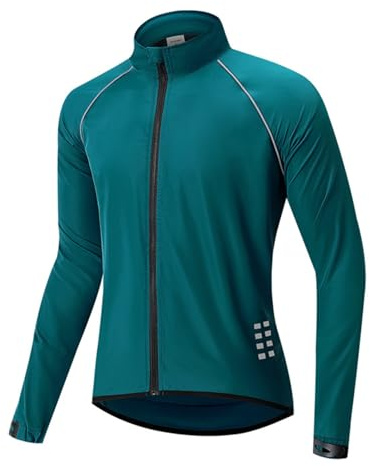 CLMETHE Veste de cyclisme pour hommes Jersey léger imperméable imperméable coupe-vent vélo vélo vestes d'équitation course randonnée maillots avec poche zippée