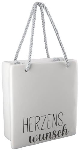 Casablanca Spardose Herzenswunsch – Sparbüchse Money Box Verpackung Geldgeschenk – Porzellan weiß – 13 x 6 x Höhe 15 cm