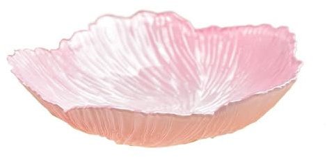 White Glass Fruit Bowl Plate - Flower-Shaped Candy Dish, Irregular Crystal Fruits Dessert Tray Holder (Medium, Pink)