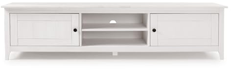 Buyqualia Mesa TV OSMA, 2 Puertas 2 Huecos, 45x180x35, Blanco Abierto (Grande)