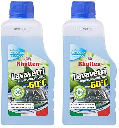 Lavavetri Concentrato Antigelo, Protegge fino a -60°C, per Vaschette Tergicristallo Auto, Profumato al Muschio Bianco, da Diluire con Acqua, Invernale, 250ml (Confezione da 2)