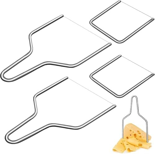 KIBBEH Käseschneider Edelstahl, Y- und U-Typ | Schneider für Küchenblockkäse, 4-teilig, spülmaschinenfest, langlebig, für Butter geeignet, Blockkäse