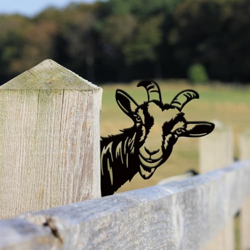 SUPERDANT Peeping Goat Garden Decor Goats Metal Garden Ornaments Black Silhouette Outdoor Decor Decorative Metal Yard Art Animals Farm Stakes for Lawn Patio Farmhouse