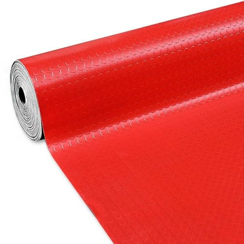 Tappeto Gomma Pvc Rosso Passatoia Rivestimento Copri Pavimento Pedana Bolle Antiscivolo 100x120 Cm