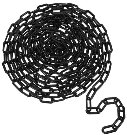 Cabilock Absperrkette 10m Sicherheitsbarriere Kunststoffkette 8mm Mittlere Glieder Schwarz Warnkette Verkehrs Und Baustellensicherung