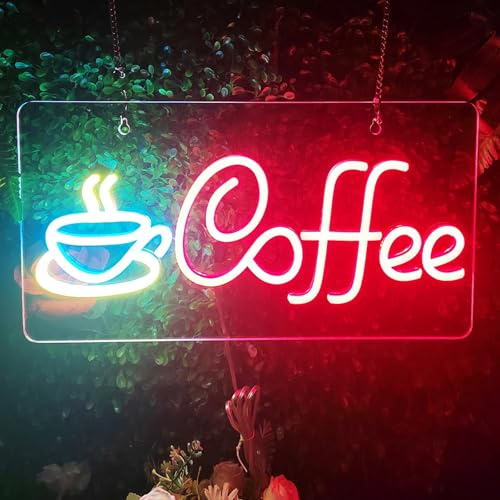 Enseigne au néon de café - Enseigne au néon - 5 V - Alimentation USB - Convient pour café, bar, fête, décoration murale