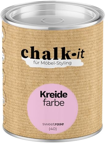 chalk-it Kreidefarbe 125ml (40) Sweet Rose Möbel Farbe Shabby Chic Holzlack | Natur Vintage Look Möbellack Erfüllt EN71-3 Sicher Kindermöbel Spielzeuge
